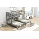 preview thumbnail 5 of 7, Gray + 2 Drawer Pine Wood Twin over Twin & Twin Bunk Bed with Triple Sleeping Space
