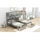 preview thumbnail 5 of 7, Gray + 2 Drawer Pine Wood Twin over Twin Bunk Bed with Triple Sleeping Space & UnderBed Drawers