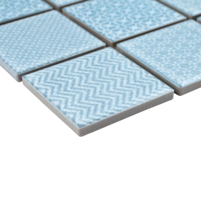 Merola Tile Celadon Aqua 11-5/8" x 11-5/8" Porcelain Mosaic Floor and Wall Tile