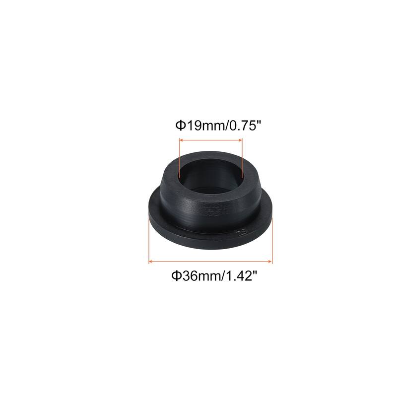 T Shape Rubber Grommet 0.55 Inch OD 0.24 Inch ID Seal for Cable Pack of 6 - Black - 36 x 19mm