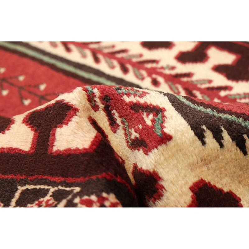 ECARPETGALLERY Hand-knotted Baluch Cream, Dark Red Wool Rug - 3'4 x 5'10