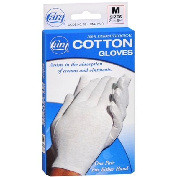 Cara 100-percent Dermatological Cotton Gloves Medium 1 Pair