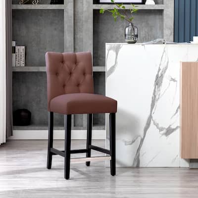 Carter 24" Classic Button Tufted Counter Stool Black Finished Legs