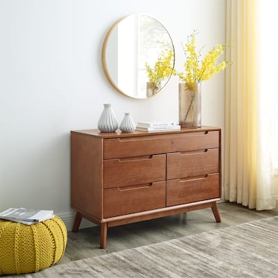 MUSEHOMEINC Mid Century Dresser for Bedroom,Wood Dressers & Chests of Drawers, Clothes Storage Cabinet,5 Drawer Dresser