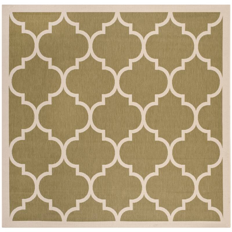 SAFAVIEH Courtyard Kathy Indoor/ Outdoor Waterproof Patio Backyard Rug - 7'10" Square - Green/Beige