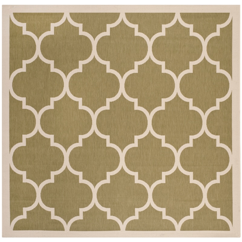 SAFAVIEH Courtyard Sibel Indoor /Outdoor Waterproof Patio Backyard Rug - 7'10" Square - Green/Beige
