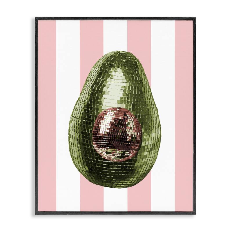 Stupell Disco Avocado on Pink Framed Giclee Art Design By Lil' Rue - 11 x 14 - Black