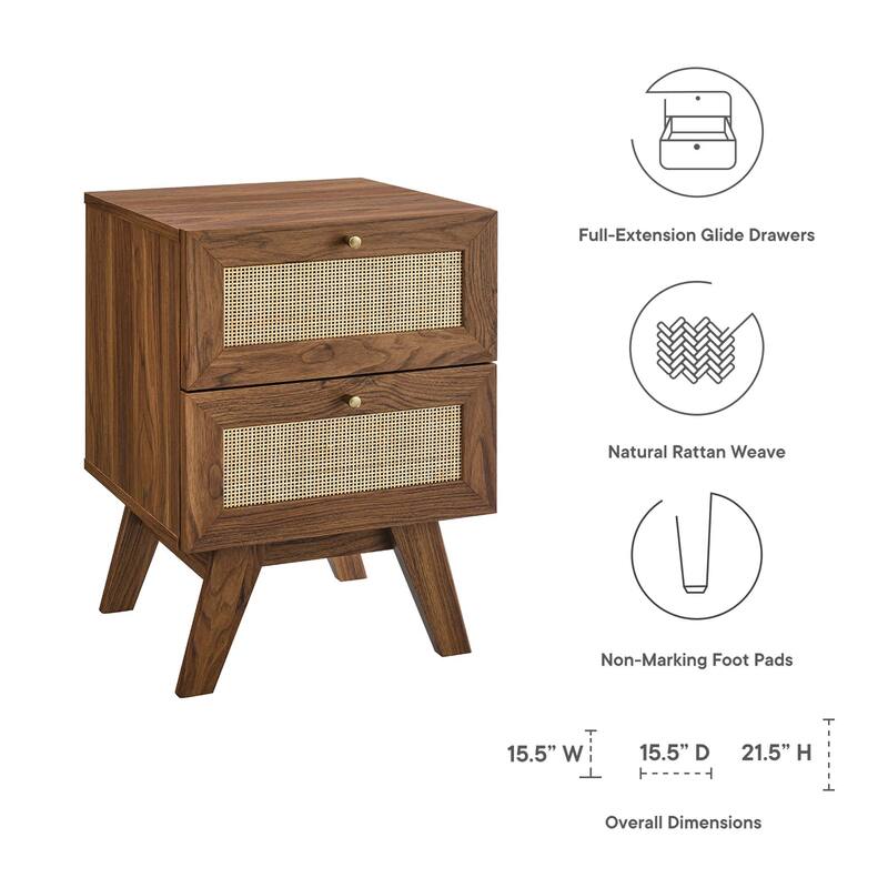 Soma Rattan Weave 2 Drawer Nightstand