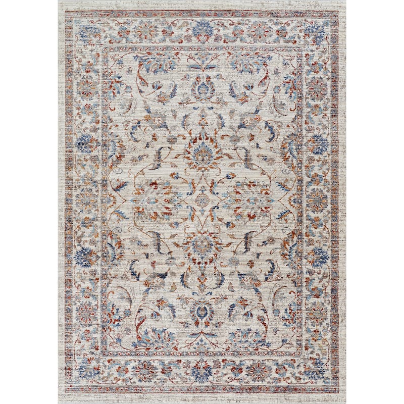 Dream Decor Rugs Remnier Floral Trabriz Antique Cream Fringed Area Rug