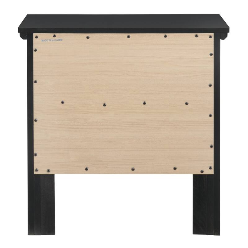 Black Nightstand 24x24x16 with Two Spacious Drawers, Sleek Transitional Bedside Table for Modern Bedroom Organization