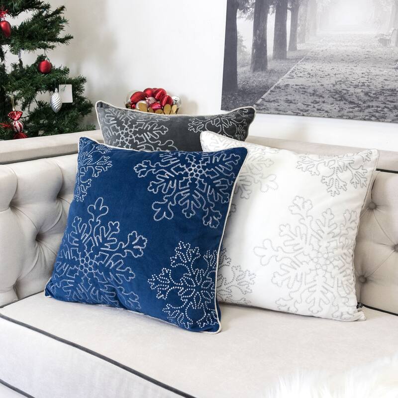 Blue Velvet Holiday Throw Pillow