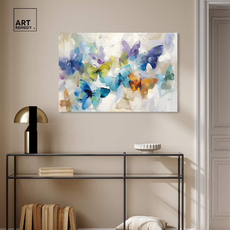 Art Remedy Fluttering Butterflies Gallery Wrapped Butterfly 1 Piece Canvas Wall Art