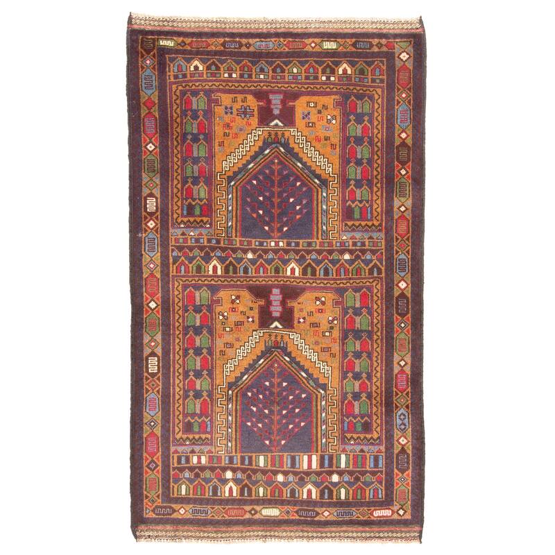 ECARPETGALLERY Hand-knotted Teimani Brown Wool Rug - 2'10 x 5'0