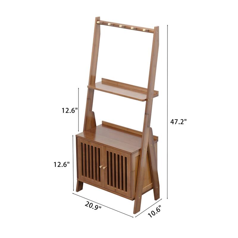 Bamboo Hall Tree with Bench and Shoe Storage