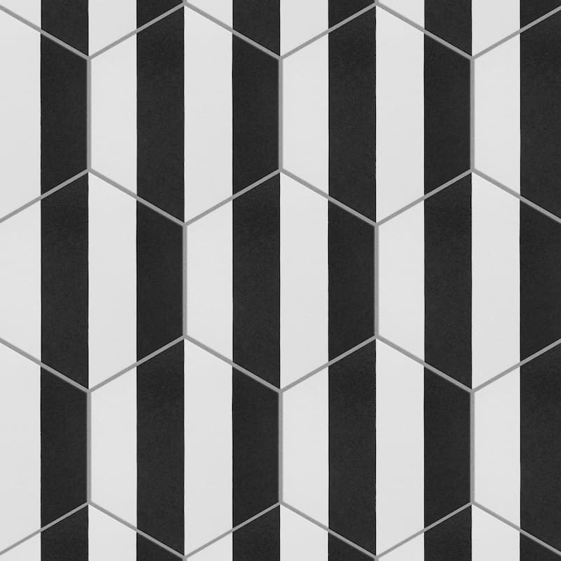 Merola Tile Porto Capri Hex Black 8-5/8" x 9-7/8" Porcelain Floor and Wall Tile