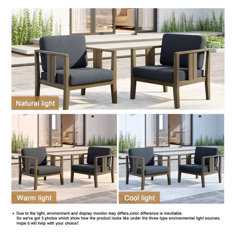 Outdoor Teak Solid Wood Patio Furniture Set Loveseat Armchair Table Collection