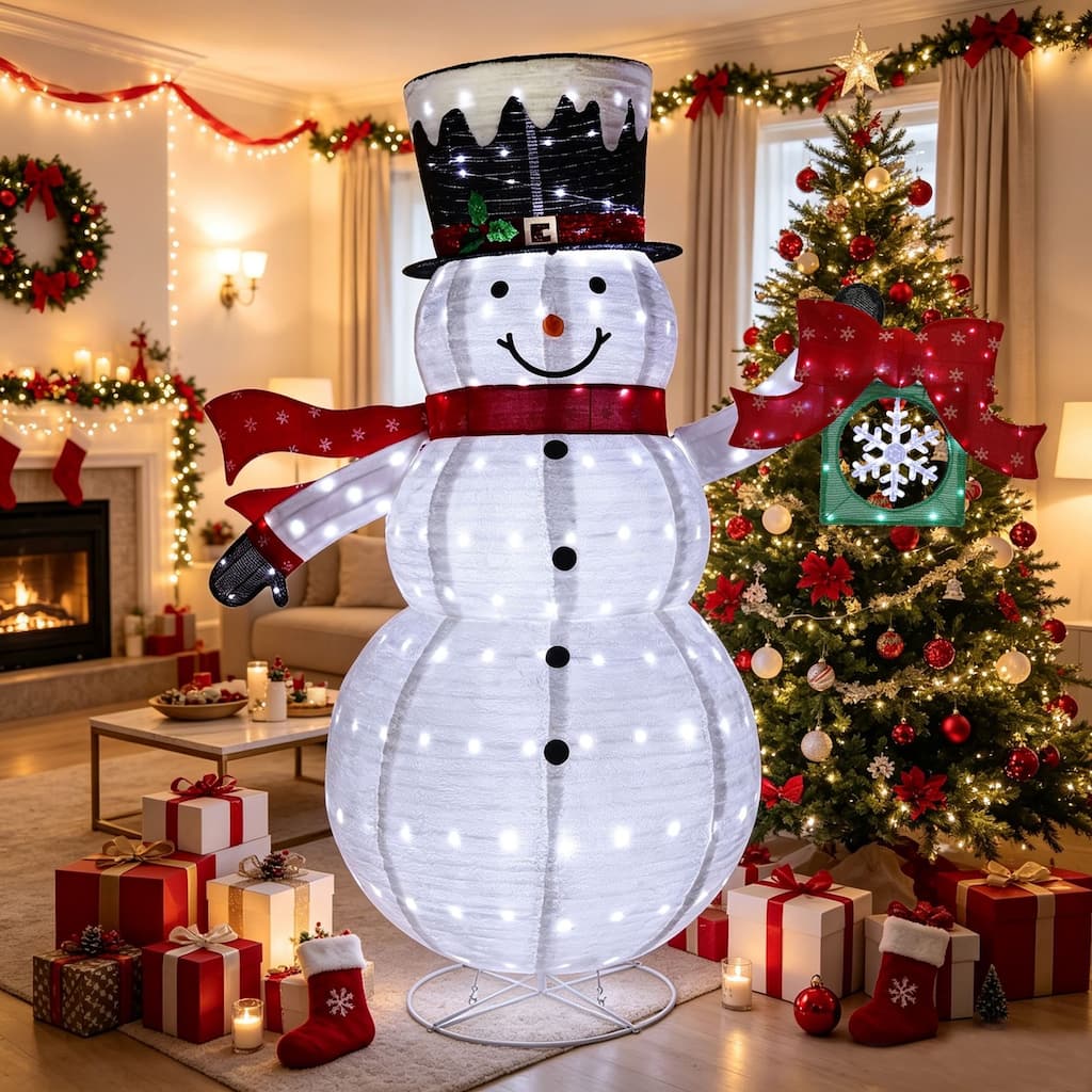 VEIKOUS 6 ft. 3D Animated Christmas Snowman with 360° Rotating Snowflake