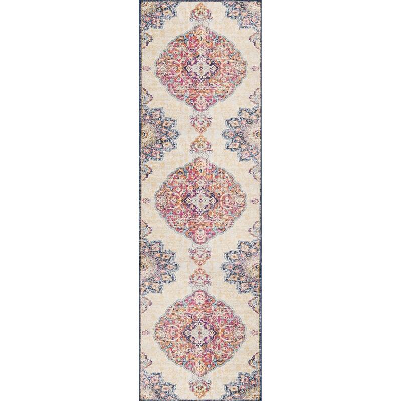 HomeRoots Medallion Southwest Runner Area Rug - 84.00 in. x 27.00 in. x 0.40 in.