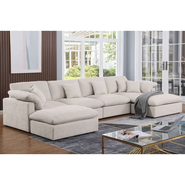 slide 2 of 42, 6 - Piece Chenille Sectional Beige