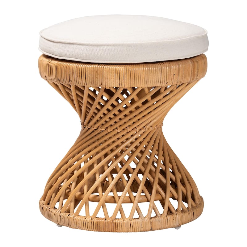 Borneo Bohemian Light Honey Rattan Footstool - Brown