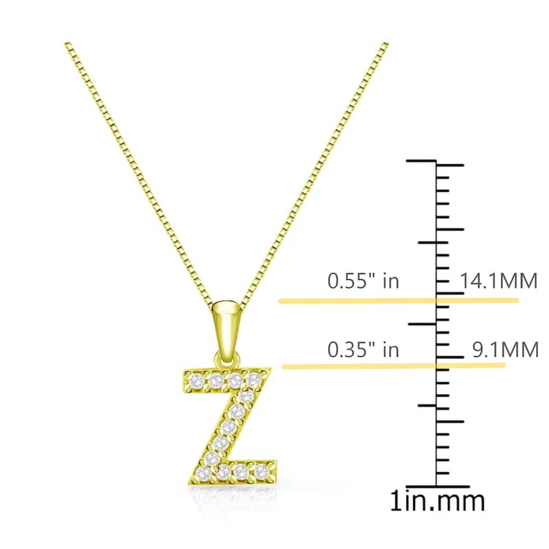 Auriya 14k Yellow Gold 1/10ct Pave Diamond Initial Necklace