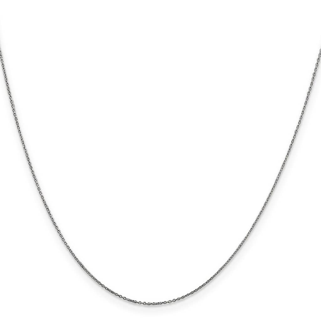 Curata 10k White Gold 0.6mm Diamond Cut Cable Chain Necklace (Spring-ring)
