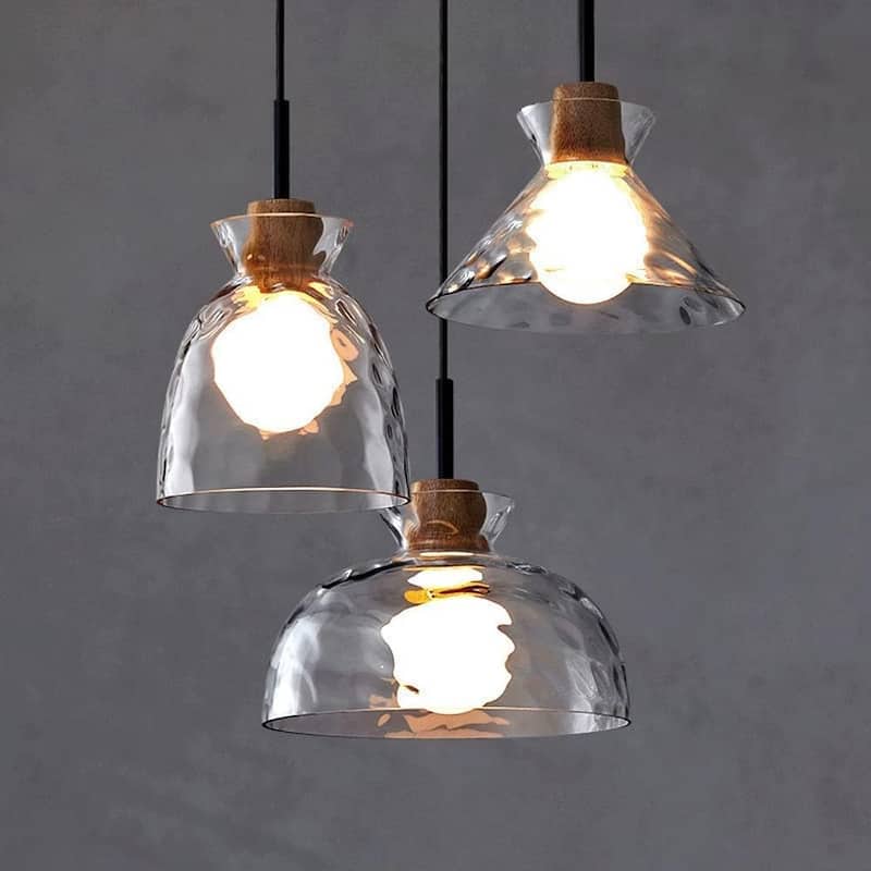 Adjustable height hanging light black ceiling lamp glass pendant light