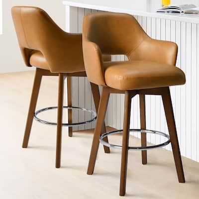 Faux Leather Swivel Contemporary Upholstered Counter Height Stools 1PK
