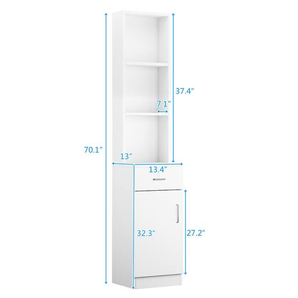 Free-standing Tall Storage Cabinet with 1 Drawer and 1 Door