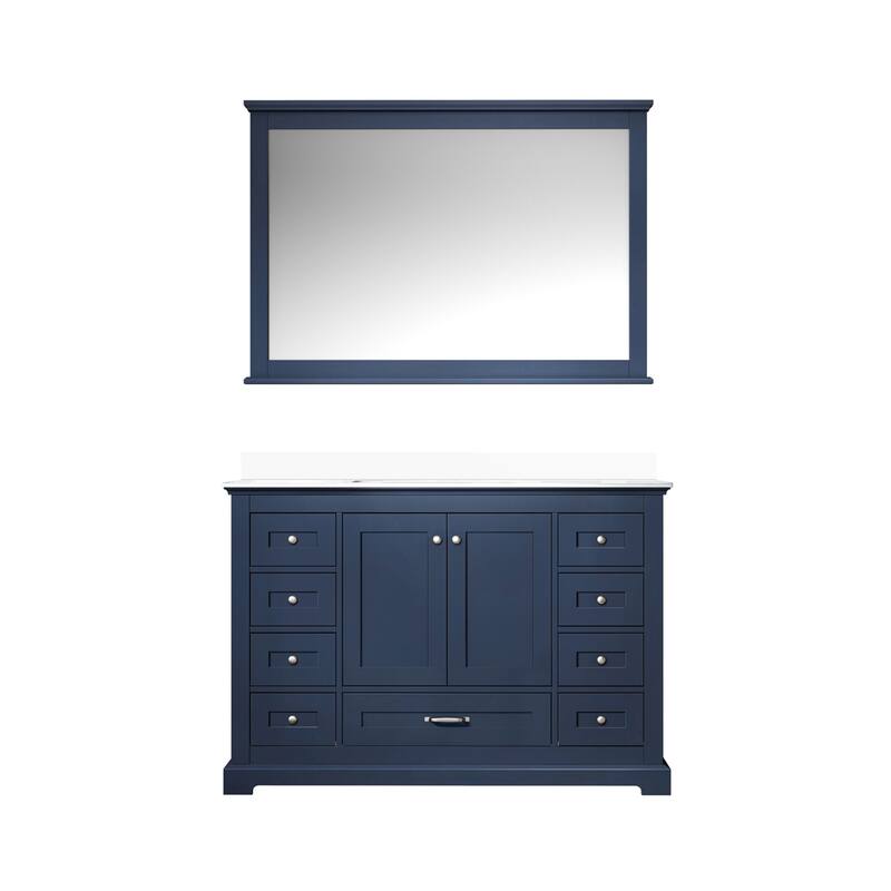 Dukes 48 in. W x 22 in. D Navy Blue Single Bath Vanity, White Quartz Top, and 46 in. Mirror