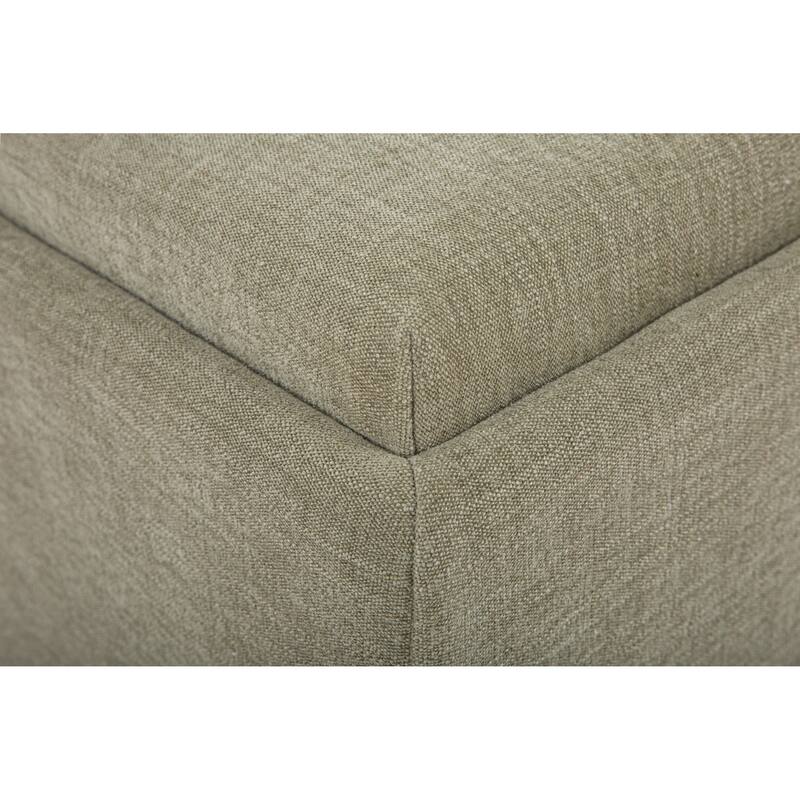 NADAAL STUDIOS Mirelda Ottoman, Flip-Top Upholstered Storage with Walnut-Look Tray Surface, Flecked Oat