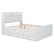 preview thumbnail 8 of 16, Full Size Wooden Bed w/ Storage Headboard w/ Outlets, Extendable Bed with Twin Size Trundle w/ Three Storage Drawers,White