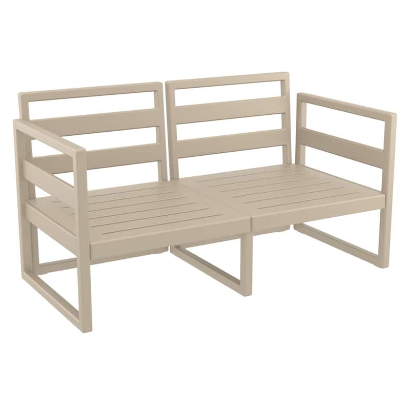 55" Taupe Brown Outdoor Patio Loveseat with Sunbrella Cushion