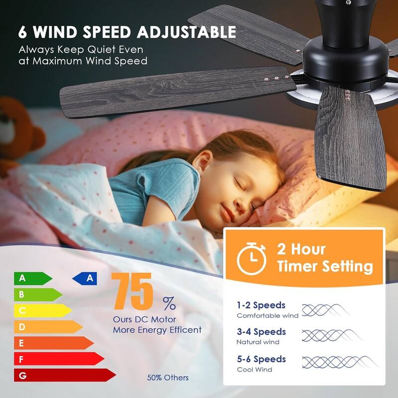 52" Modern Ceiling Fan with Light,Remote and App Control for Bedroom Living Room Patio - 52 Inches