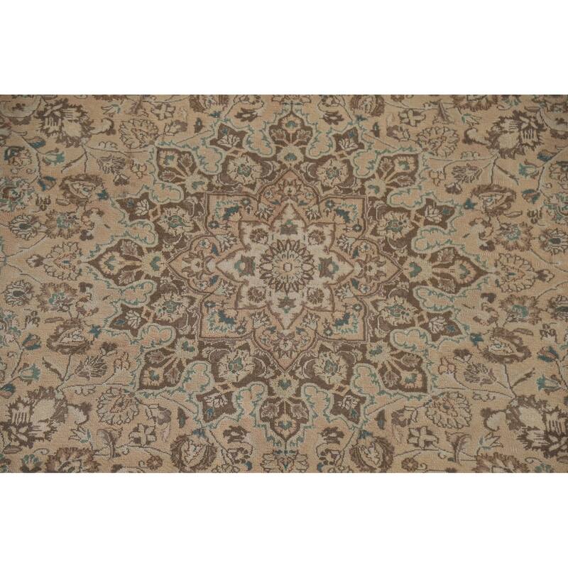 Hand Knotted Oriental 100% Wool Carpet Traditional Floral Oranges & Rust Mashad Area Rug - 12' 4'' X 9' 5''