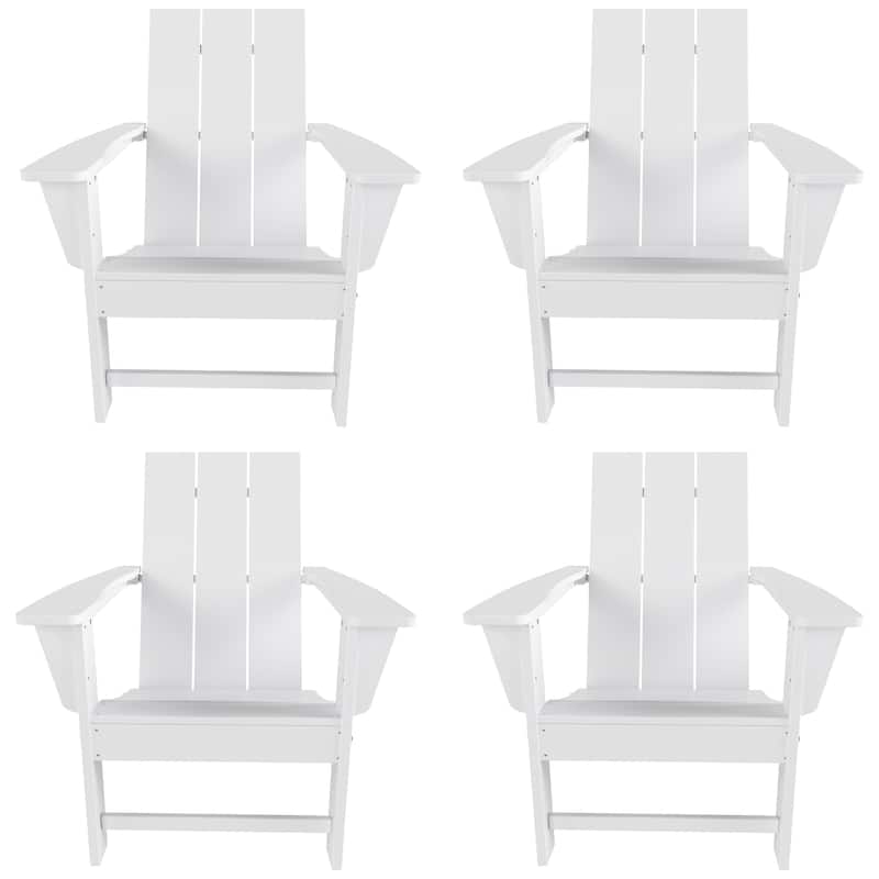 Polytrends Shoreside Modern Poly Folding Eco-Friendly All Weather Adirondack Chair (Set of 4)