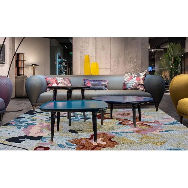 Handmade Emeralda Collection Silver/Blue/Rust Wool and Viscose Area Rug