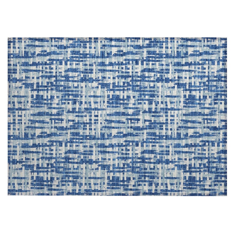 Machine Washable Indoor/ Outdoor Modern Crosshatch Chantille Rug