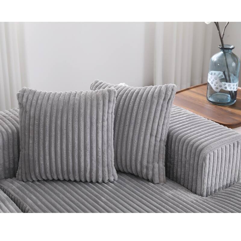 U-Shaped Modular Sectional Sofa, Oversized Waled Corduroy Corner Sofa, Upholstered 4 Seat Couch with Dual Chaise Lounges
