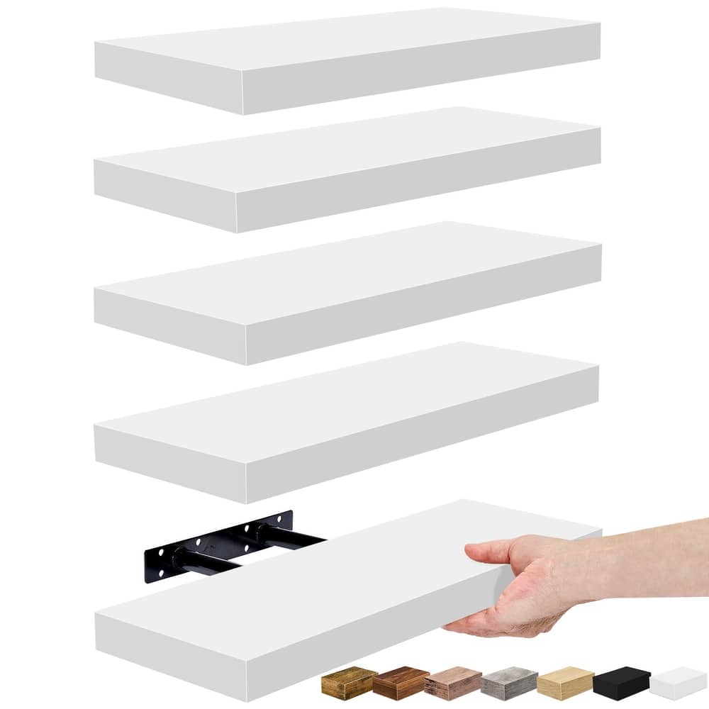 Sorbus Floating Shelves, Wall Mounted for Home Decor, 16.25 in. W x 5.5 in. D MDF Wood Decorative Wall Shelf (Set of 5)