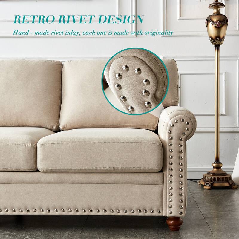 Sturdy Upholstered Sofa with Removable Storage - Stylish Seating for 3