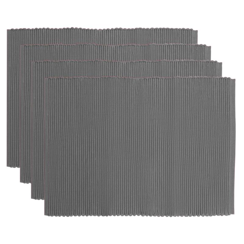 Fabstyles Broadway Set of 4 Solid Cotton Placemats - 13x19 - Set of 4 - Grey