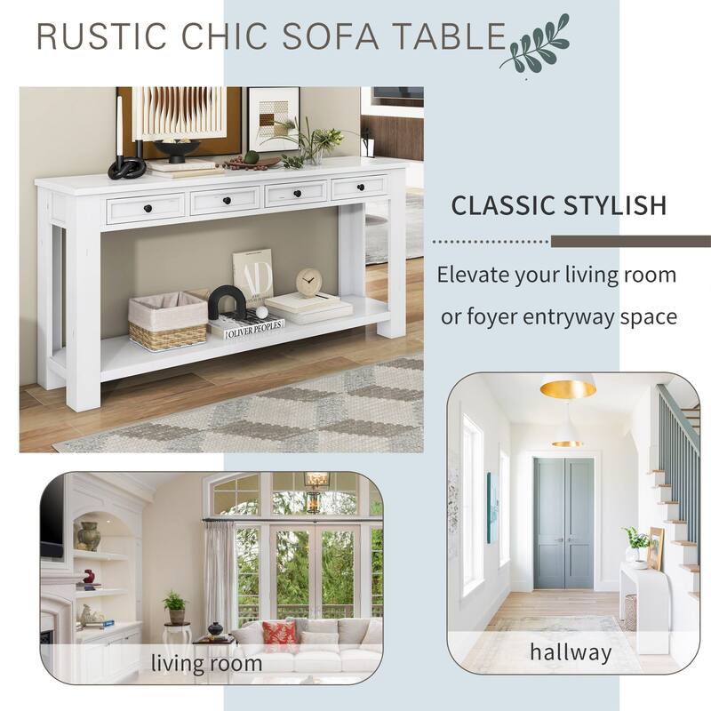 Console Table/Sofa Table with Storage Drawers and Bottom Shelf for Entryway Hallway