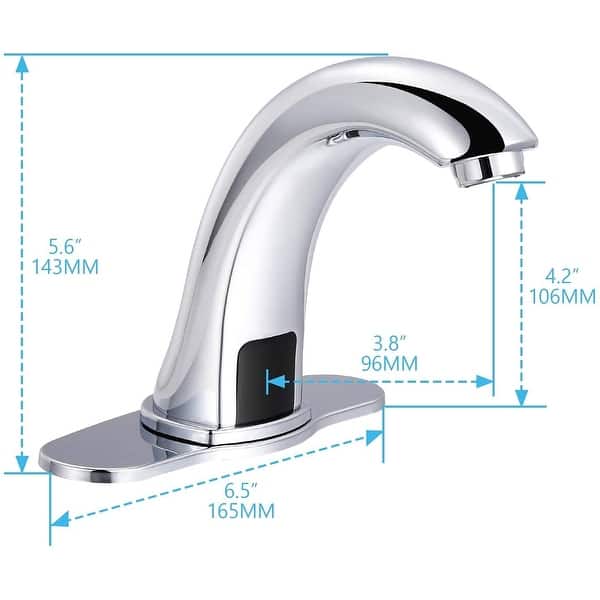 Image showcasing Touchless Bathroom Sink Faucet With Deck Plate, Chrome Automatic Sensor ...