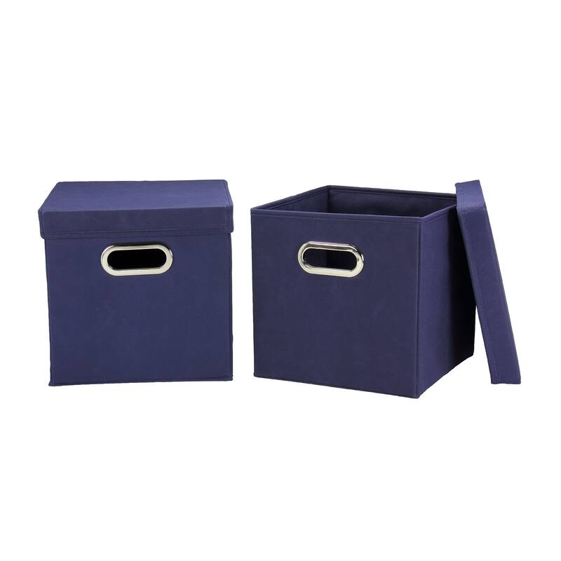 Household Essentials Lidded Navy Storage Cubes (Pack of 2)