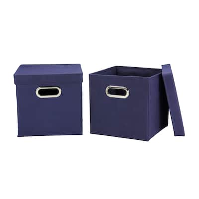 Household Essentials Lidded Navy Storage Cubes (Pack of 2)