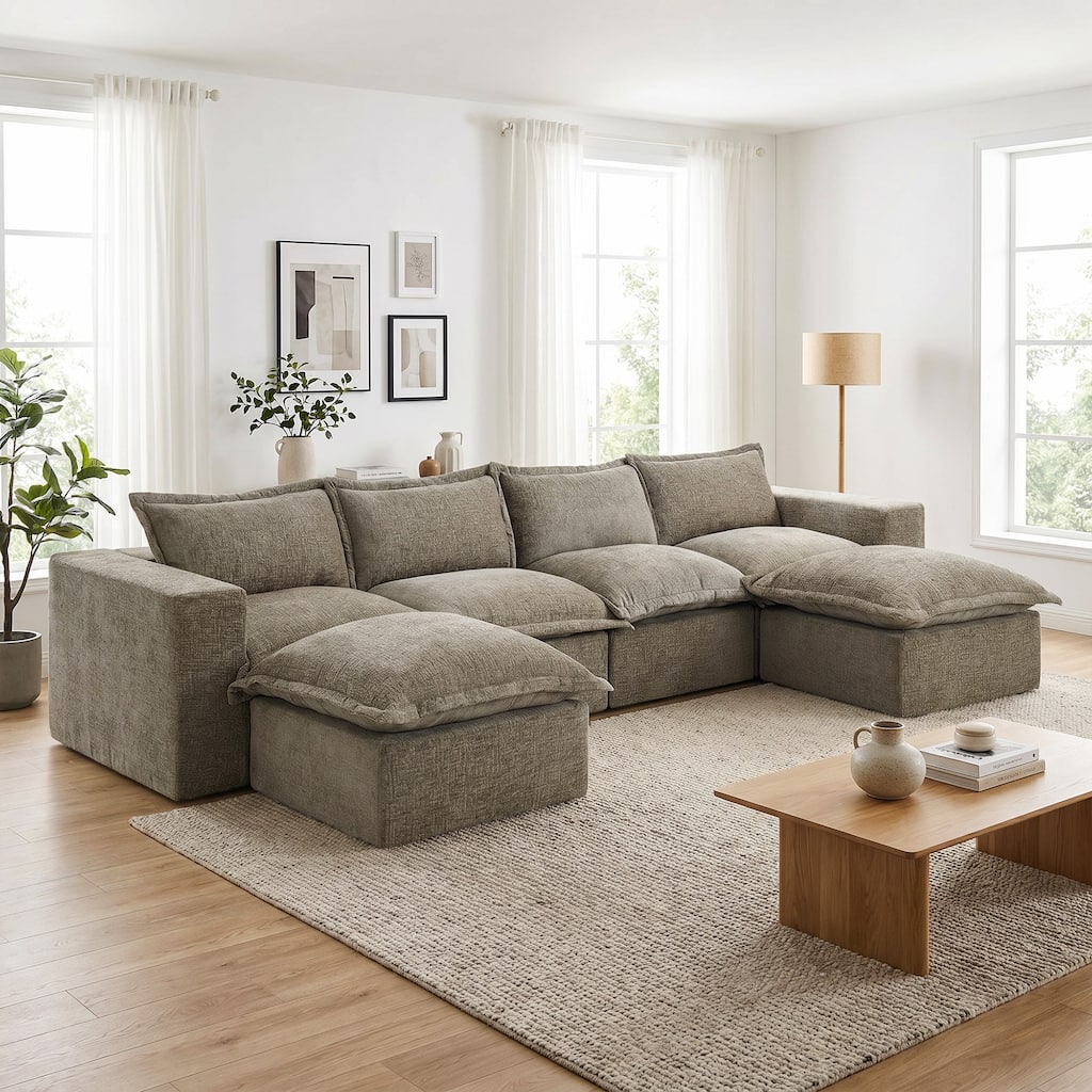 Comfy Cloud Couch Plush Modular Sectional Sofa For Living Room