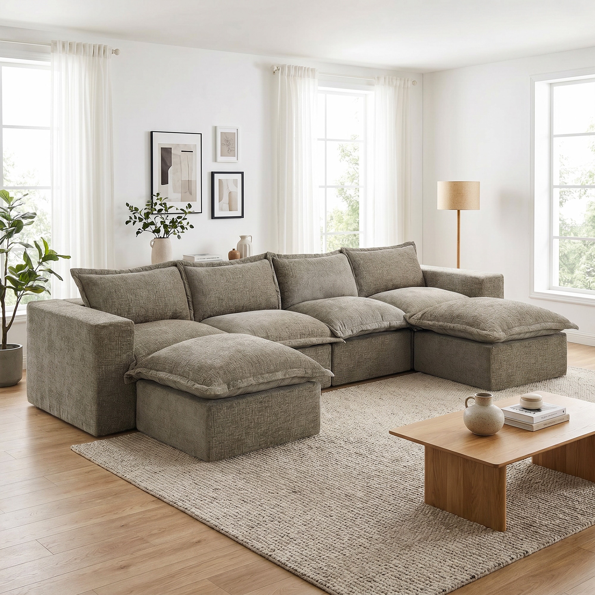 Comfy Cloud Couch Plush Modular Sectional Sofa For Living Room