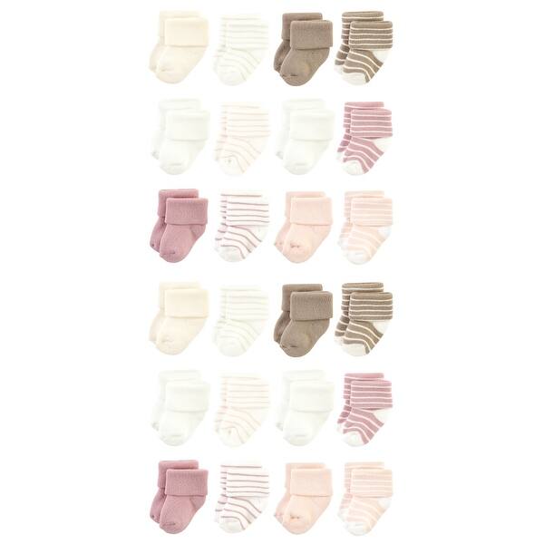 slide 1 of 1, Hudson Baby Cotton Rich Baby Terry Socks 24-Pack, Blush Stripe Blush Stripe - 0-6 Months