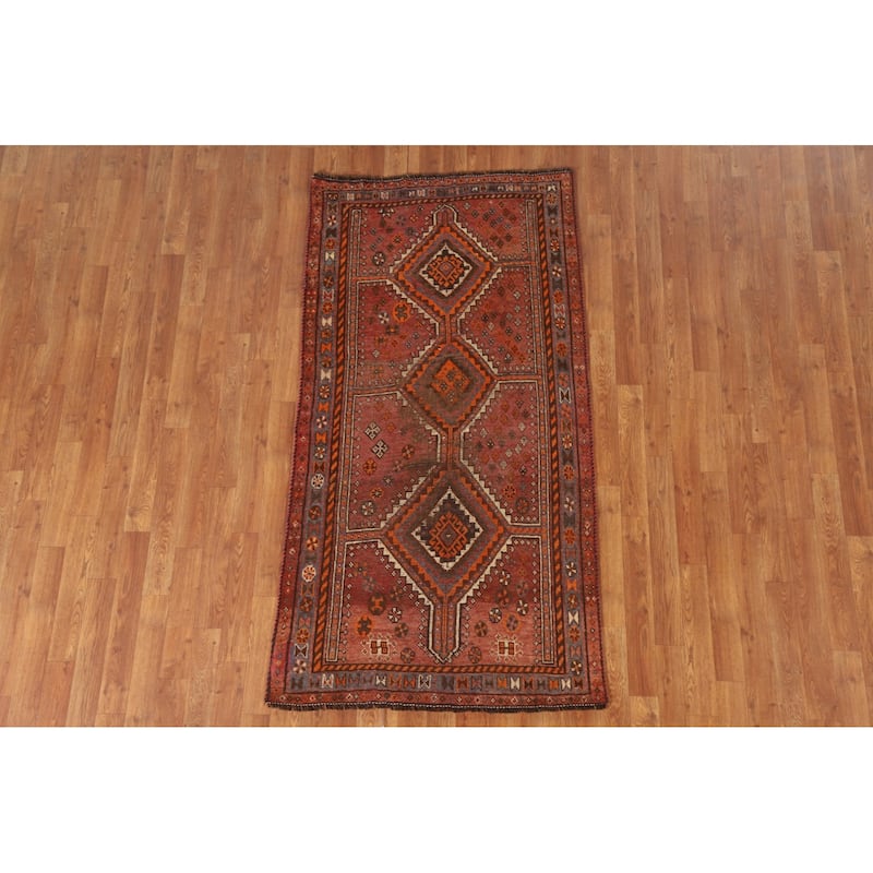 Pre-1900 Antique Qashqai Persian Rug Handmade Wool Carpet - 3'1"x 6'0"